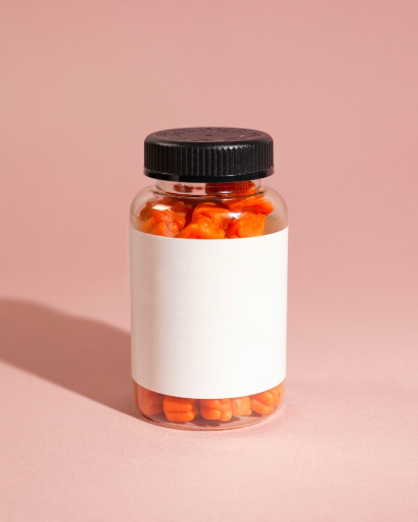 a jar of vitamins
